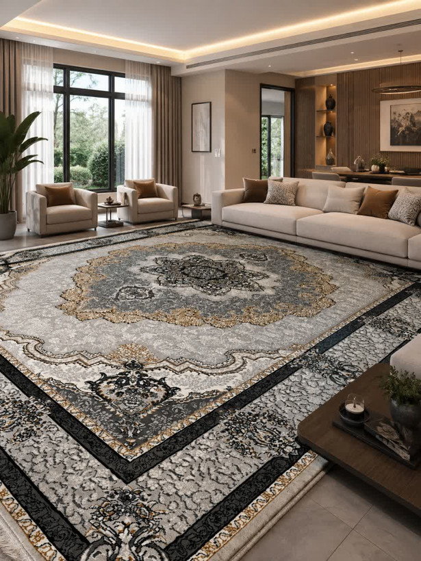 فرش طرح 700 شانه تراکم 1500 مدل کرشمه نقره ای (ارسال رایگان)